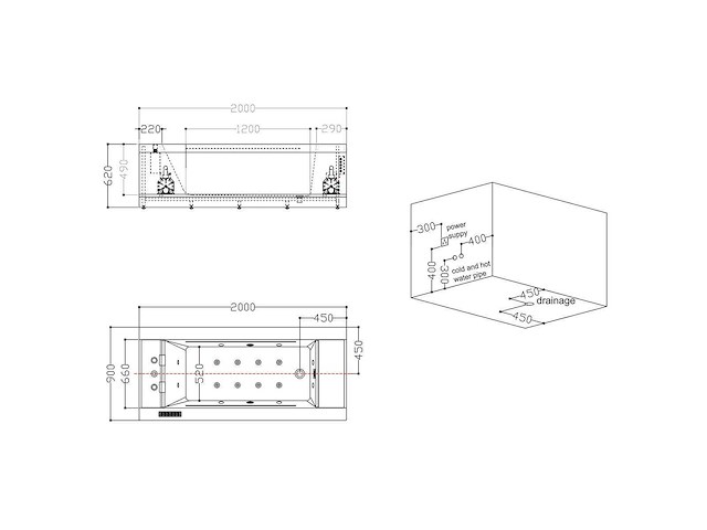 Mawialux opbouw design massagebad - waterval - glans wit - afbeelding 5 van  14