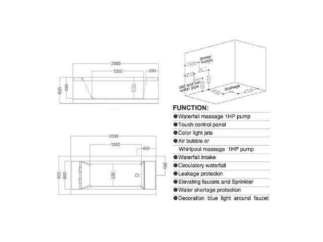 Mawialux opbouw design massagebad - waterval - glans wit - afbeelding 4 van  14