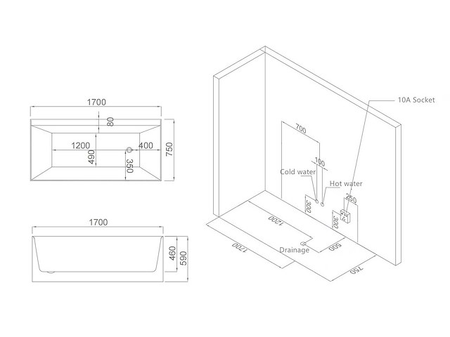 Mawialux opbouw design massagebad - waterval - mat wit of glans wit keuze - afbeelding 8 van  9