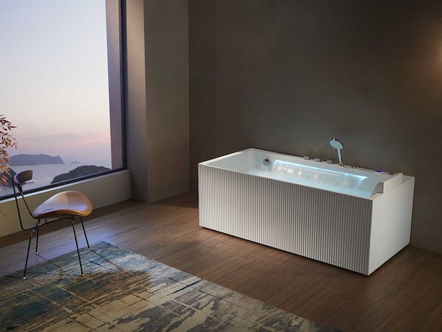 Mawialux opbouw design massagebad - waterval - mat wit of glans wit keuze - afbeelding 3 van  9