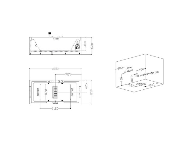 Mawialux opbouw (of inbouw massagebad) - olan - glans wit - afbeelding 7 van  8