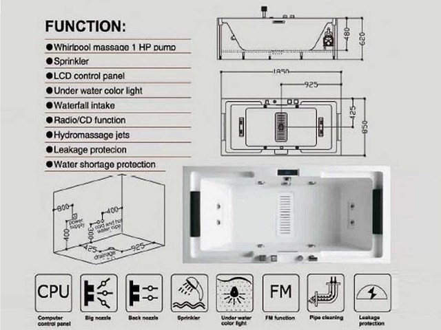 Mawialux opbouw (of inbouw massagebad) - olan - glans wit - afbeelding 8 van  8