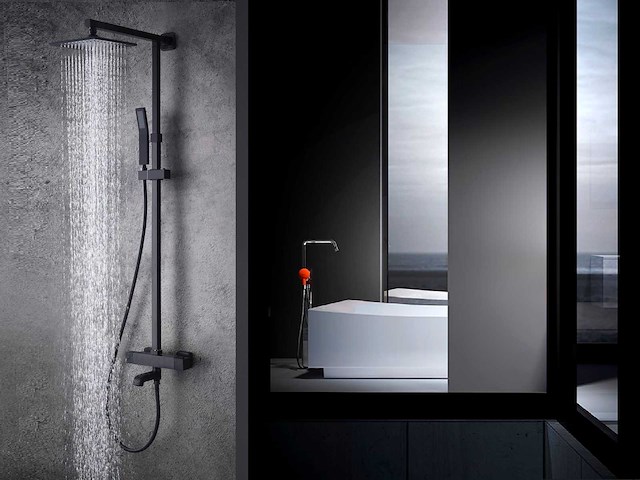 Mawialux opbouw thermostaat regendouche mat zwart - afbeelding 6 van  7