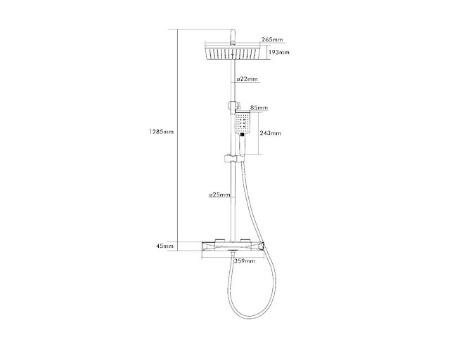 Mawialux opbouw thermostaatdouche mat zwart - afbeelding 2 van  10