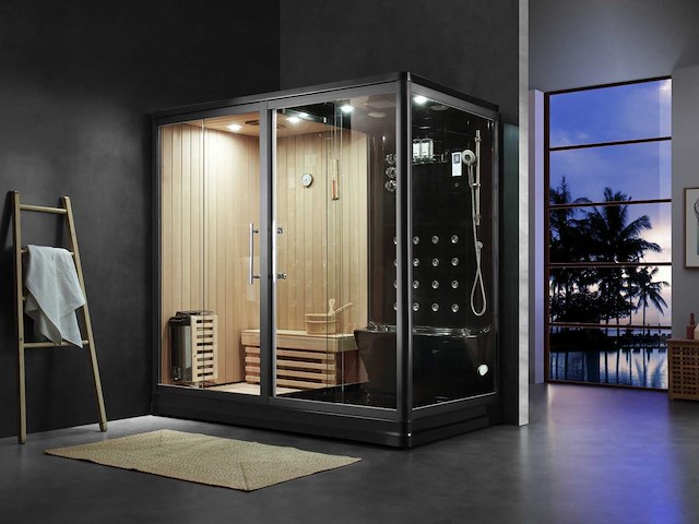 Mawialux sauna met stoomcabine wellness huis - zwart - afbeelding 1 van  12