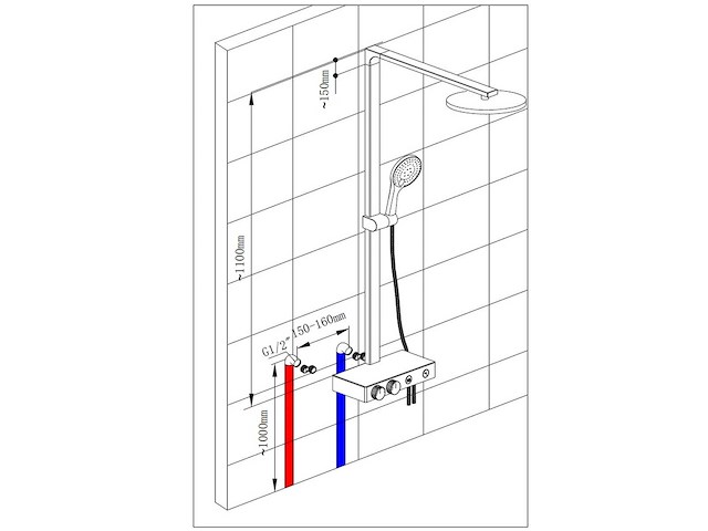Mawialux thermostatisch design opbouw regendoucheset - mat zwart - afbeelding 4 van  6