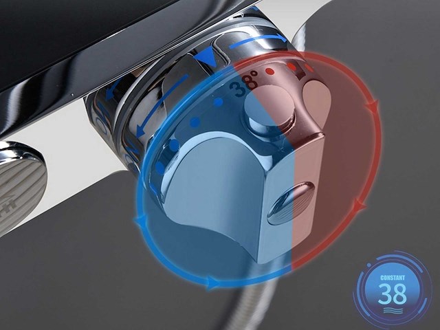 Mawialux thermostatisch opbouw regendoucheset - chroom met mat zwart - afbeelding 9 van  12