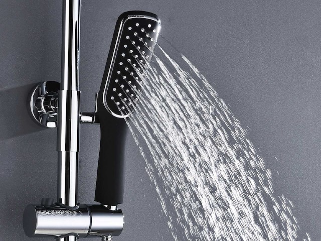 Mawialux thermostatisch opbouw regendoucheset - chroom met mat zwart - afbeelding 10 van  12