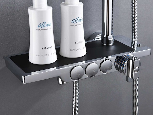 Mawialux thermostatisch opbouw regendoucheset - chroom met mat zwart - afbeelding 3 van  12