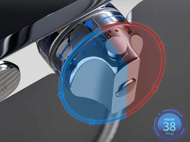 Mawialux thermostatisch opbouw regendoucheset - chroom met mat zwart - afbeelding 9 van  12
