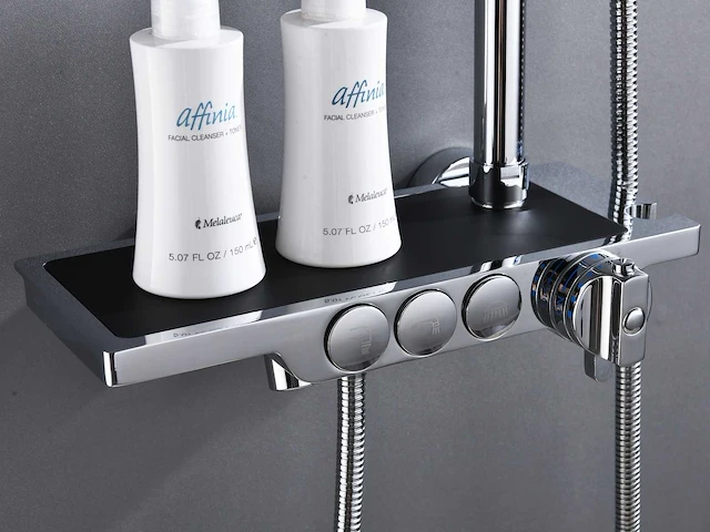 Mawialux thermostatisch opbouw regendoucheset - chroom met mat zwart - afbeelding 6 van  12