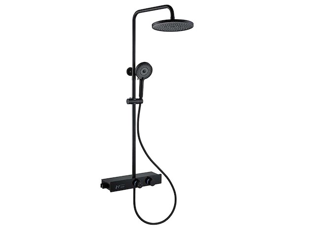 Mawialux thermostatisch opbouw regendoucheset - digitaal display - mat zwart - afbeelding 1 van  4