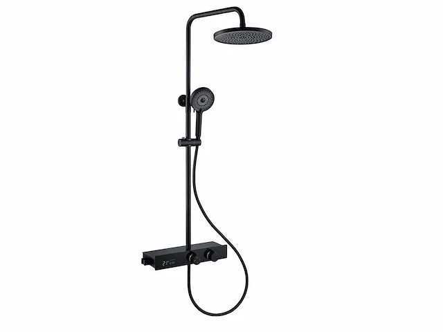 Mawialux thermostatisch opbouw regendoucheset - digitaal display - mat zwart - afbeelding 1 van  6