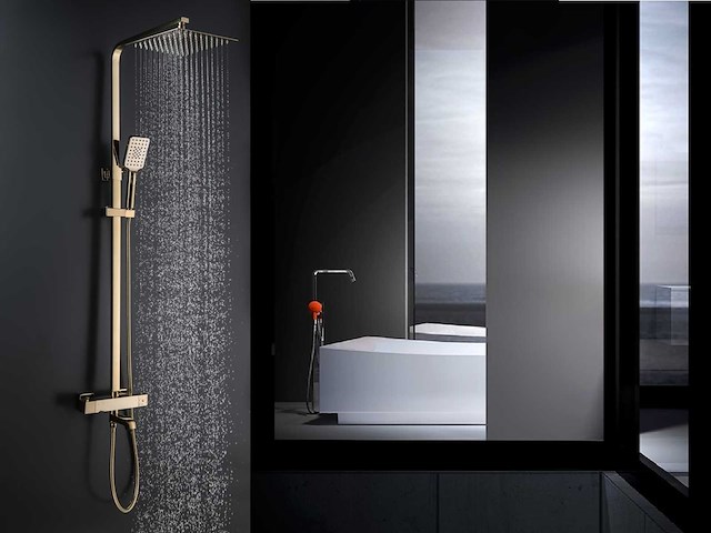 Mawialux thermostatisch opbouw regendoucheset - geborsteld goud - afbeelding 6 van  7