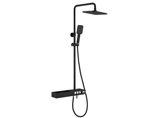 Mawialux thermostatisch opbouw regendoucheset - mat zwart met chroom bediening - afbeelding 1 van  10