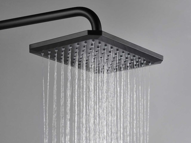 Mawialux thermostatisch opbouw regendoucheset - mat zwart met chroom bediening - afbeelding 2 van  2