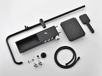 Mawialux thermostatisch opbouw regendoucheset - mat zwart met chroom bediening - afbeelding 3 van  10