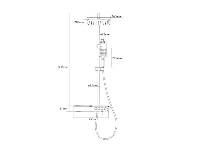 Mawialux thermostatisch opbouw regendoucheset - mat zwart met chroom bediening - afbeelding 5 van  10