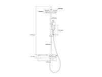 Mawialux thermostatisch opbouw regendoucheset - mat zwart met chroom bediening - afbeelding 5 van  10