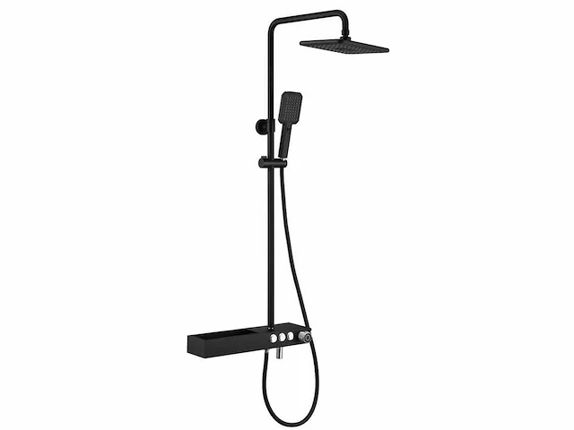 Mawialux thermostatisch opbouw regendoucheset - mat zwart met chroom bediening - afbeelding 1 van  10