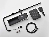 Mawialux thermostatisch opbouw regendoucheset - mat zwart met chroom bediening - afbeelding 4 van  10