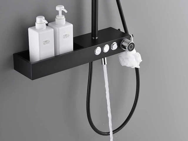 Mawialux thermostatisch opbouw regendoucheset - mat zwart met chroom bediening - afbeelding 6 van  10