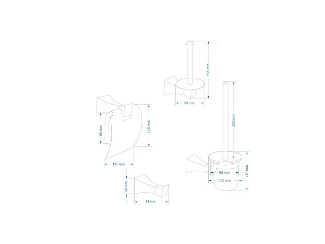 Mawialux toilet accessoire set - geborsteld goud - 4 delig - afbeelding 17 van  25