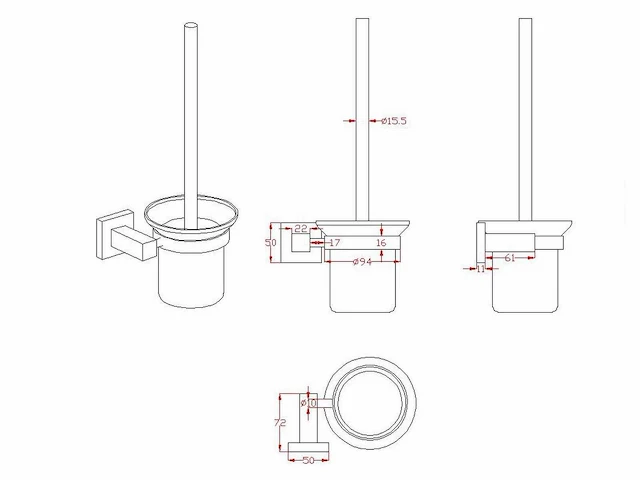 Mawialux toilet accessoire set geborsteld rvs - afbeelding 4 van  5