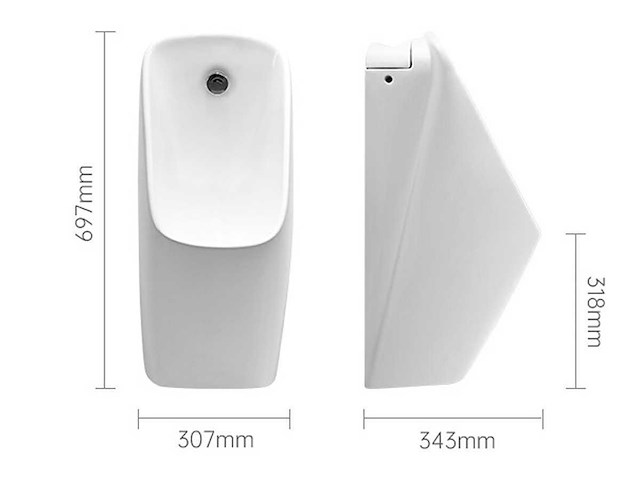 Mawialux urinoir met automatische spoeling glans wit - afbeelding 2 van  4
