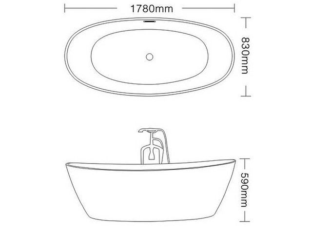 Mawialux vrijstaand acryl bad - keuze uit 3 kleuren - afbeelding 5 van  6