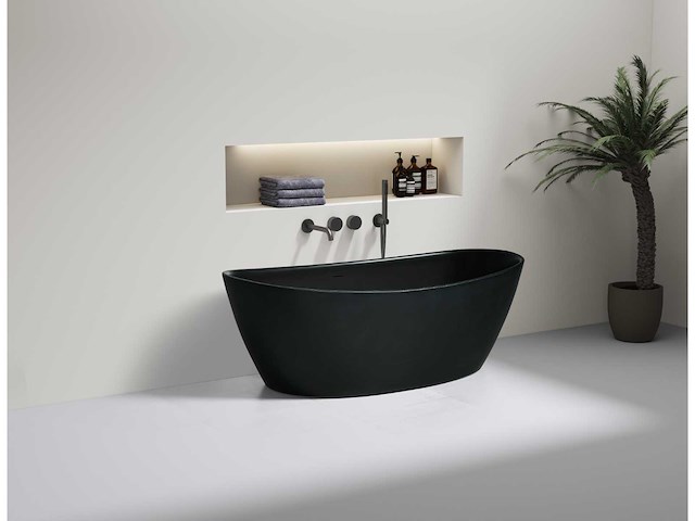 Mawialux vrijstaand acryl bad - keuze uit mat zwart of glans wit - afbeelding 3 van  6