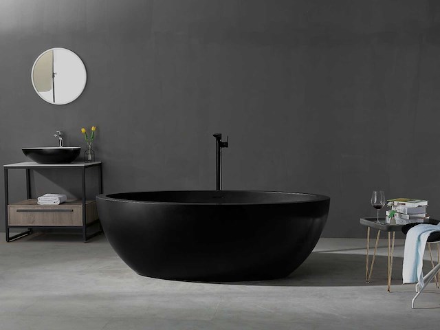 Mawialux vrijstaand bad - solid surface - mat zwart - afbeelding 3 van  7