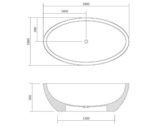 Mawialux vrijstaand bad - solid surface - mat zwart - afbeelding 6 van  7