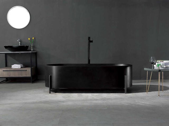 Mawialux vrijstaand bad - solid surface - mat zwart - afbeelding 4 van  5