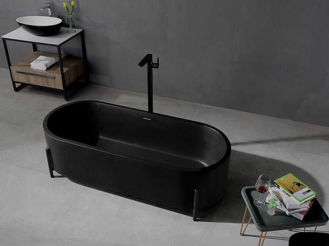 Mawialux vrijstaand bad - solid surface - mat zwart - afbeelding 5 van  5