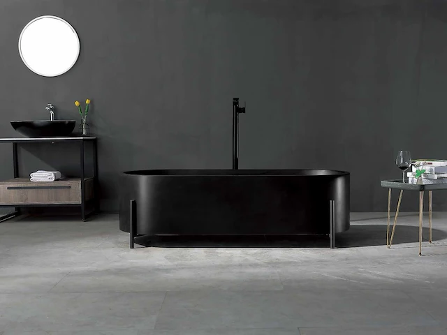 Mawialux vrijstaand bad - solid surface - mat zwart - afbeelding 1 van  5