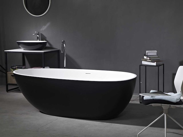 Mawialux vrijstaand bad - solid surface - wit/zwart - afbeelding 4 van  9