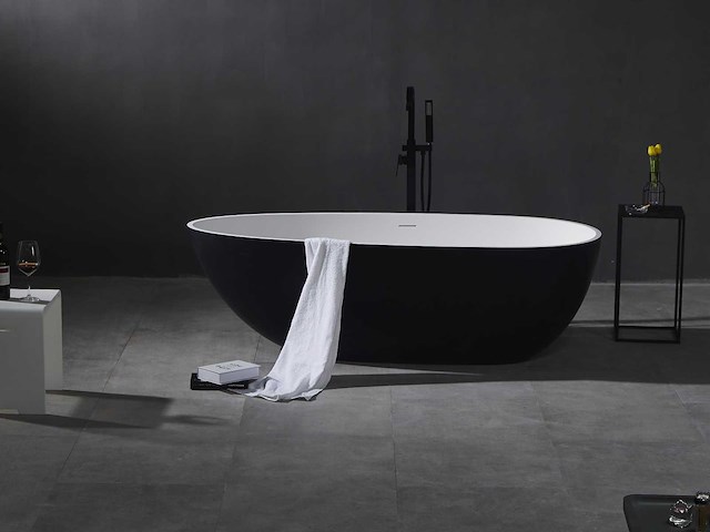 Mawialux vrijstaand bad - solid surface - wit/zwart - afbeelding 5 van  9