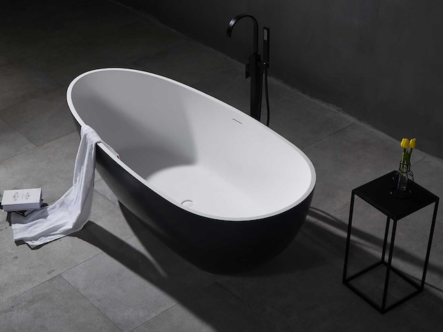 Mawialux vrijstaand bad - solid surface - wit/zwart - afbeelding 1 van  8