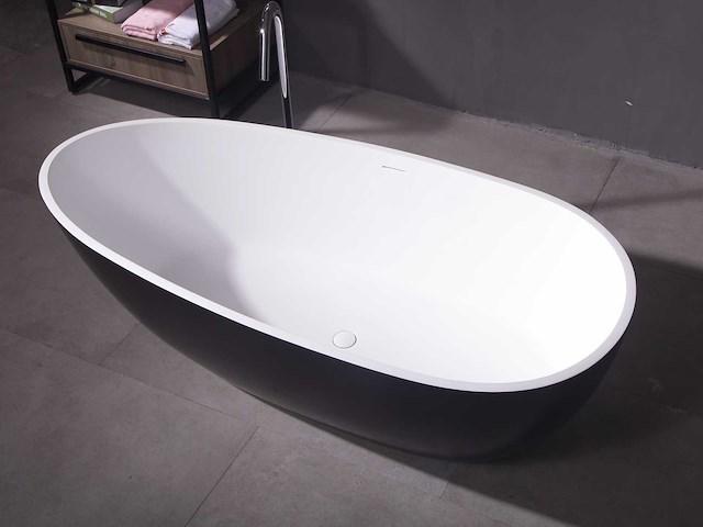 Mawialux vrijstaand bad - solid surface - wit/zwart - afbeelding 2 van  8