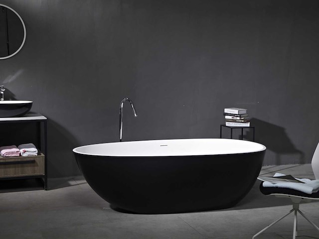 Mawialux vrijstaand bad - solid surface - wit/zwart - afbeelding 3 van  8