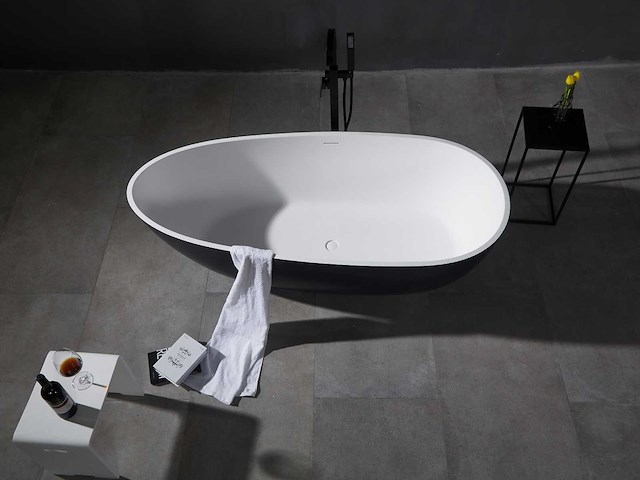 Mawialux vrijstaand bad - solid surface - wit/zwart - afbeelding 5 van  8