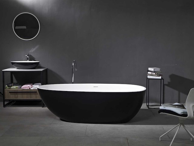 Mawialux vrijstaand bad - solid surface - wit/zwart - afbeelding 6 van  8