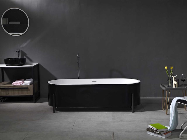 Mawialux vrijstaand bad - solid surface - wit/zwart - afbeelding 2 van  8