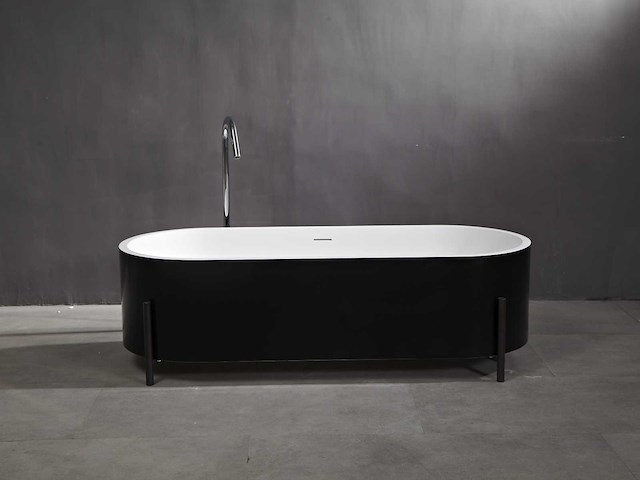Mawialux vrijstaand bad - solid surface - wit/zwart - afbeelding 4 van  8