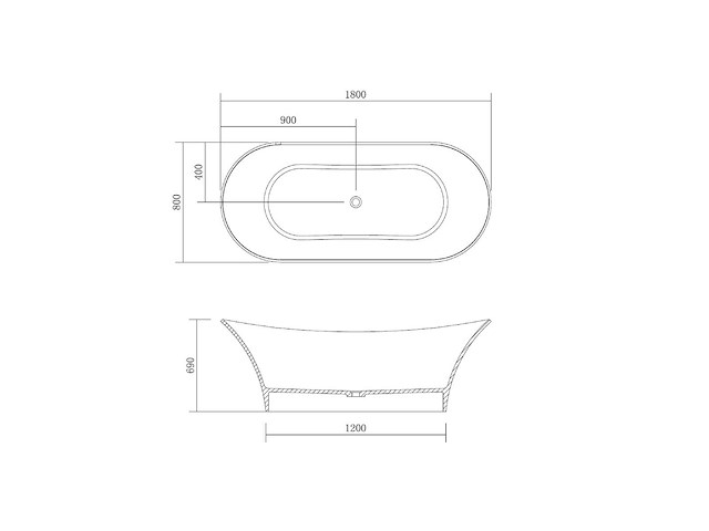 Mawialux vrijstaand design bad - solid surface - mat wit - afbeelding 6 van  6