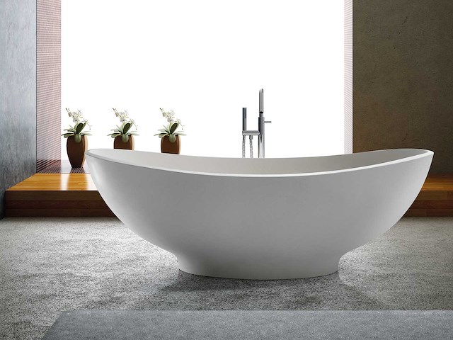 Mawialux vrijstaand design bad - solid surface - mat wit - afbeelding 1 van  8