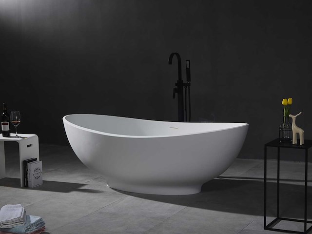 Mawialux vrijstaand design bad - solid surface - mat wit - afbeelding 5 van  8