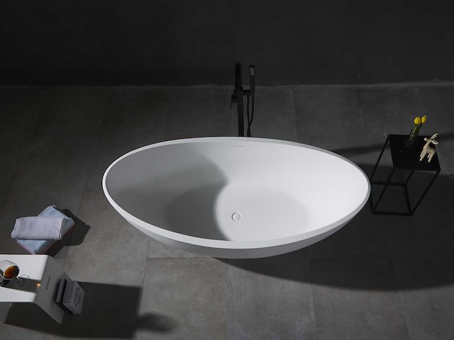 Mawialux vrijstaand design bad - solid surface - mat wit - afbeelding 3 van  8