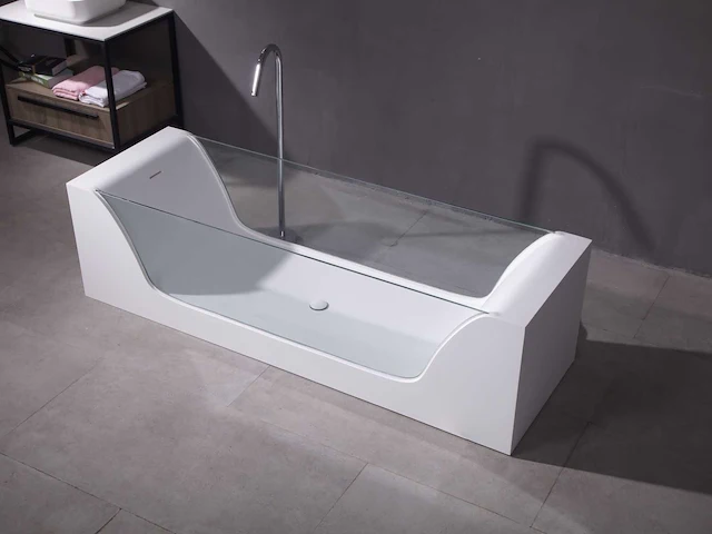 Mawialux vrijstaand design bad - solid surface - mat wit - afbeelding 3 van  7